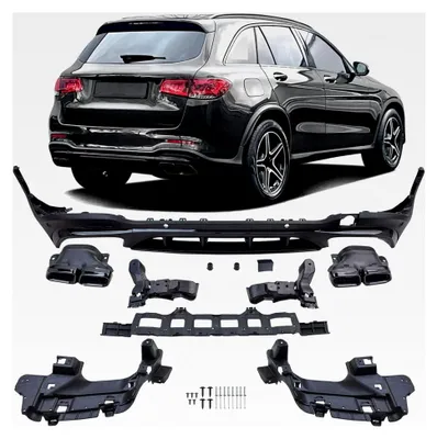Produktbild von Heckdiffusor Sport mit schwarzen Endrohren für Mercedes GLC X253 19-22 Facelift