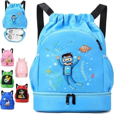 Produktbild von Schwimmtasche mit wasserdichtem Boden – Rucksack für Kinder – Sporttasche mit Kordelzug – ideal zum Schwimmen und für Sport
