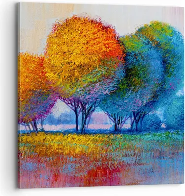 Produktbild von Bild auf Leinwand - Leinwandbild - Bäume Wiese Sommer - 70x70cm - Wand Bild - Wanddeko - Wandbilder - Leinwanddruck - Bilder - Kunstdruck - Wanddekoration - Leinwand bilder - Wandkunst - AC70x70-4094
