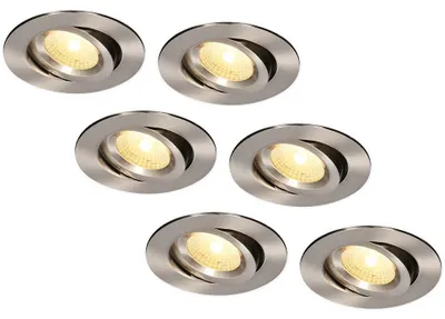 Produktbild von hoftronic LED Einbaustrahler 8W 650lm 2700K Dimmbar Schwenkbar IP44 Edelstahl 6er Set