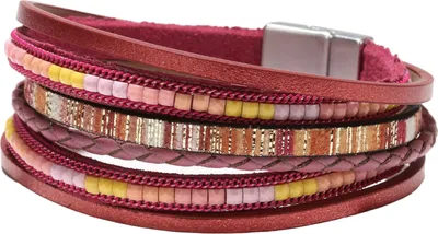 Produktbild von Böhmen Mehrschichtiges Damenarmband Kunstleder Ethno Boho Stil Handgefertigt Mädchen Manschettenarmband Modeschmuck
