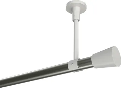 Produktbild von Interdeco Gardinenstange / Vorhangstange Edelstahl-Optik / Weiß, Typ Sonette Sitra (Konus) ohne Ringe, Deckenmontage, 20 mm Ø 1-läufig, 320 cm