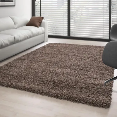 Produktbild von Weicher und flauschiger 30 mm Mokka-Zotteliger Teppich für Wohn- und Schlafzimmer 200x200 cm Rund