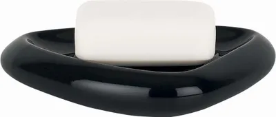 Obrázok produktu pre Mydelnička Spirella kamenný vzhľad dekoratívne kúpeľňové doplnky mydelnička "Etna" Rozmery: 15 x 11 x 3 cm - čierna lesklá