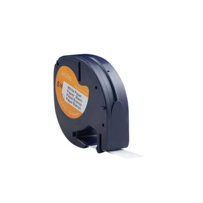 Produktbild von Dymo kompatibles Letratag 91200 (S0721510) Band, schwarz auf weiß (Papier), 12 mm x 4 m