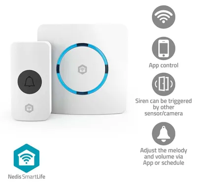 Obrázek produktu pro Bezdrátový zvonek s Wi-Fi, 60 melodií, bílý