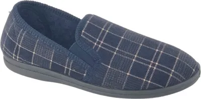 Produktbild von Sleepers - Herren Hausschuhe "Dale", Kariert, Velours DF2145 (47 EU) (Marineblau)