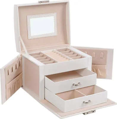 Produktbild von Famanu Schmuckbox - Reise-Schmuckorganisator - Kompakte Schmuckaufbewahrung - Kunstleder - 17,5 cm x 13,5 cm x 12 cm