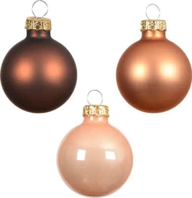 Produktbild von Weihnachtskugeln Glas 3,5cm 16 Stück - Braun / Orange Mix