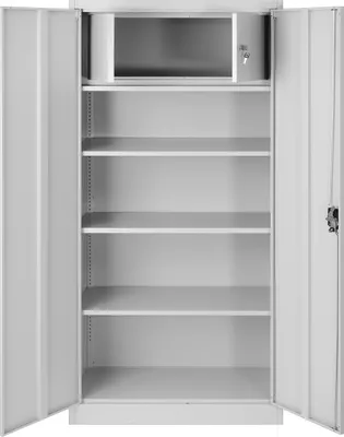 Produktbild von Aktenschrank mit Geheimfach Metallschrank Büroschrank Stahlblech Pulverbeschichtung 185 cm x 90 cm x 45 cm Farbe: grau