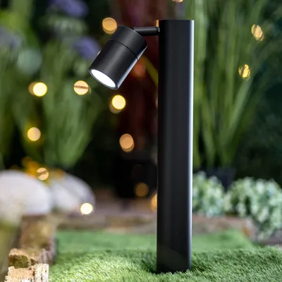 Produktbild von LUMILED Pollerleuchte Außenstehleuchte Stehlampe Außenleuchte Spot Wegeleuchte Gartenleuchte Wegelampe 45cm IP44 schwarz GU10 Fassung verstellbar