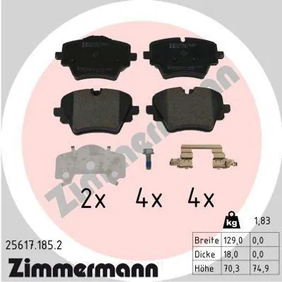 Produktbild von ZIMMERMANN Bremsbeläge Satz Vorne Bremsklötze für BMW X1 (U11) 25617.185.2