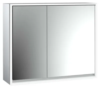 Image de emco loft Armoire de toilette avec éclairage, 800mm, 2 portes, modèle apparent, aluminium/miroir, 979805108