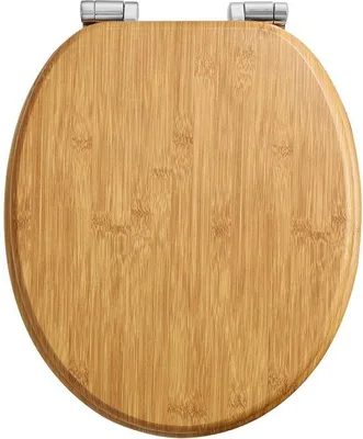 Productafbeelding van Ibenzoa® houten toiletzitting (O-vorm) van MDF, 50 mm dik, met soft-close sluitmechanisme, metalen scharnieren, binnenmaat 270x230 mm, buitenmaat 435x375 mm, geschikt voor een gewicht tot 150 kg