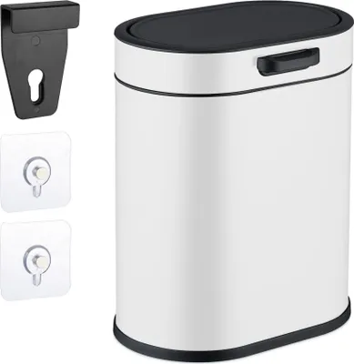 Image de Poubelle suspendue 5 L avec couvercle à poussoir pour cuisine/salle de bain
