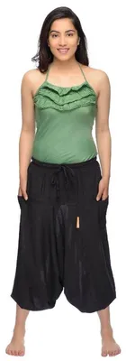 Immagine prodotto di Pantaloni harem, pantaloni a palloncino, pantaloni alla Aladdin, pantaloni a sbuffo, pantaloni da yoga, pantaloni Goa, pantaloni sarouel, pantaloni ampi, pantaloni da tempo libero, pantaloni Singharaja, modello da donna: colore nero, taglia unica