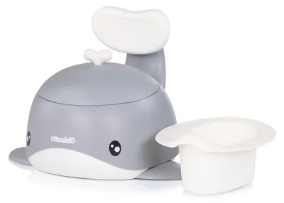 Image de Pot Chipolino « Baleine » - Cuve intérieure, siège d'apprentissage de la propreté, couvercle et dossier - 15 kg - gris