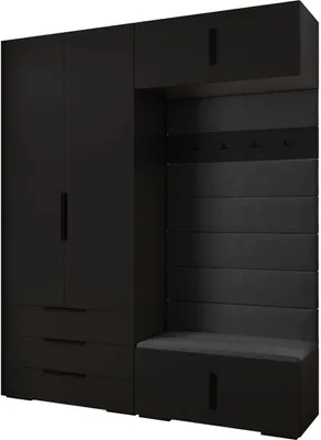 Produktbild von MEBLE KRYSPOL Inova 1 Möbelset Garderobe, 236,7x200x47cm - Schwarz, Manila 18, Schwarz