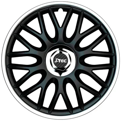Obrázok produktu pre J-Tec štvorica krytov diskov, model Orden, 16 palcov, čierno-strieborné, vrátane chrómových krúžkov