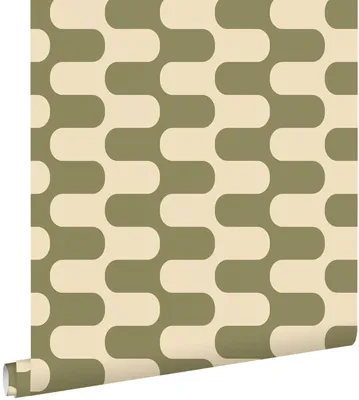 Obrázek produktu pro Tapeta ESTAhome s vlnovými vzory, zelená a béžová, 50 x 900 cm