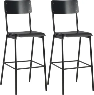Produktbild von Barhocker 2 Stk. Schwarz Massives Sperrholz Stahl