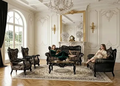 Image de Ensemble de salon avec table basse 3+3+1+1 de style classique