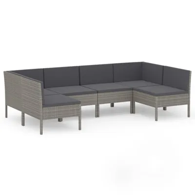 Obrázok produktu pre vidaXL 6-dielna záhradná obývacia súprava s vankúšmi Poly Rattan Grey