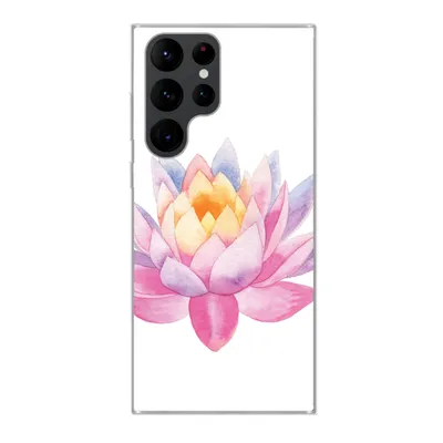 Produktbild von MuchoWow® Handyhülle Schutzhülle Hülle für Samsung Galaxy S22 Ultra Aquarell - Blume - Seerose Silikon Softcase Handy Hülle - Abbildung