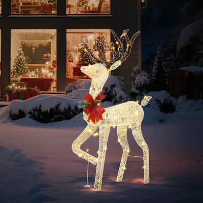 Produktbild von LEADZM Weihnachtsdeko LED Rentier mit 90 LED-Lichtern, 65 x 23 x 120 cm, Weihnachtsdeko Weihnachtsbeleuchtung Außen & Innen