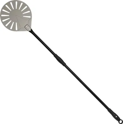 Produktbild von Pizza Schaufel 9 Zoll Rund Perforiert - Hart Anodisiertes Aluminium - Langer Griff - Selbstgemachte Pizza Brot Backen