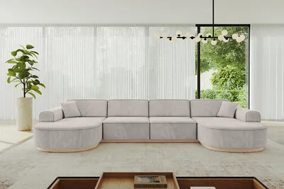 Produktbild von ALTDECOR Ecksofa in U-Form MARI-U2-v1 - 388x171x83 cm Hellbraun - Corner Sofa Bett Eckcouch Couch L-Form Wohnlandschaft Cauchsofa
