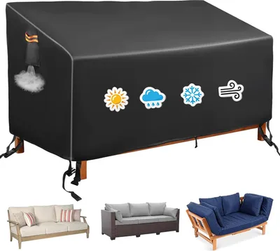 Produktbild von Gartenbankstuhl 3-sitzig - wasserdicht - schwarz - 200 x 96 x 89 cm