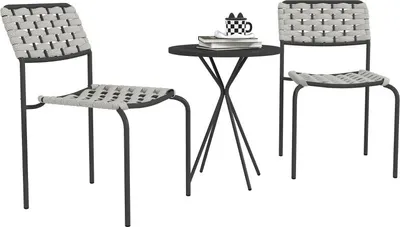 Immagine prodotto di Set di mobili da giardino in polyrattan, mobili da esterno per balcone per 2 persone, set da salotto a 3 pezzi con 2 sedie impilabili e tavolo, salottino da giardino resistente alle intemperie