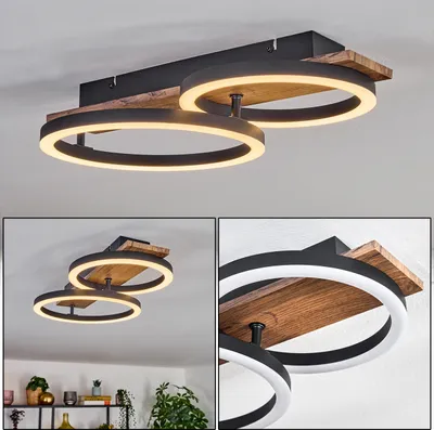 Produktbild von Pigge Deckenlampe aus Metall/Holz/Kunststoff in Schwarz/Braun/Weiß