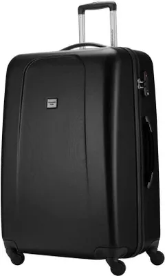 A black suitcase on a white background.
