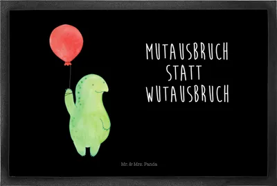 Produktbild von Mr. & Mrs. Panda Fussmatte Schildkröte Luftballon 60 x 90 cm - Schwarz - Geschenk, Schildkröten, Motivation, fußmatte, Ballon, Türvorleger, Schmutzfangmatte, Schmutzmatte