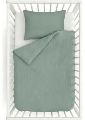Obrázek produktu pro Dětské mušelínové povlečení do postýlky světle zelené
