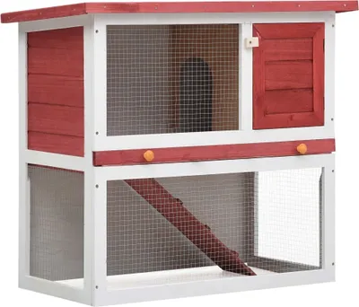 Image de Clapier d'extérieur 1 porte Rouge Bois