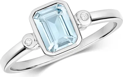 Produktbild von Funkelndes Feuer Eleganter 9 Karat (375) Weißgold Diamant Damenring Brillant-Schliff H - PK mit Aquamarin, 49 (15.6); TRS35626RSJ
