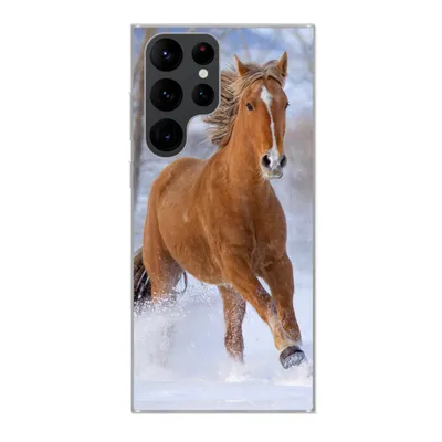 Produktbild von MuchoWow® Handyhülle Schutzhülle Hülle für Samsung Galaxy S22 Ultra Pferd - Schnee - Braun Silikon Softcase Handy Hülle - Abbildung