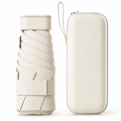 Produktbild von Mini Taschenschirm UV-Schutz UPF 50+, winddichter Reise Regenschirm, ultraleichter 6-fach Faltschirm, kompakt für Damen & Herren