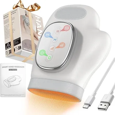 Produktbild von Handmassagegerät,Kabelloses Elektrisches Handmassagegerät,3 Massagemodi,5 Intensitäten,mit Kompressions-und Wärmefunktion,Bestes Geschenk für Familie