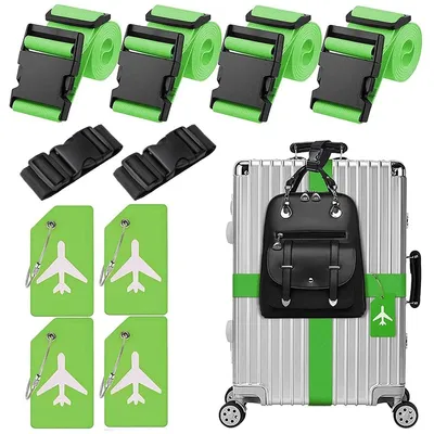 Image de Sangle de valise étiquette à bagage sangle de bagage - 100 à 185 cm - Vert - Universelle pour bagages de 41 à 81 cm