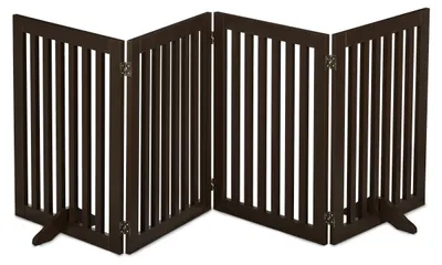 Produktbild von Relaxdays Absperrgitter, freistehendes Schutzgitter, HxB: 70 x 206 cm, mit Füßen, Hundeschutzgitter klappbar, braun, KI-generiertes Bild
