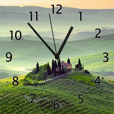 Produktbild von Wallario Design Wanduhr Toskana in Italien aus Echtglas, Größe 30 x 30 cm