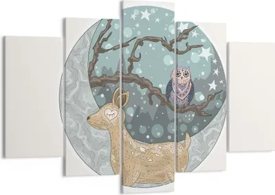 Produktbild von Bild auf Leinwand - Leinwandbild - Tiere Nacht Mond Eule - 150x100cm - Wand Bild - Wanddeko - Leinwanddruck - Bilder - Kunstdruck - Wanddekoration - Leinwand bilder - Wandkunst - EA150x100-2853