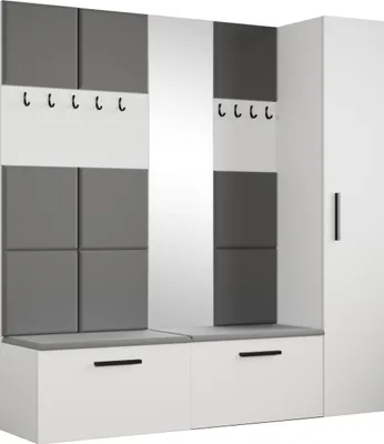 Produktbild von Masseno Garderobe-Set MODULO 201,2/204/40 cm Modern Garderobenschrank Weiß