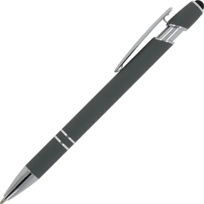 Produktbild von Touchpen Kugelschreiber / aus Metall / Soft-Touch / Farbe: grau