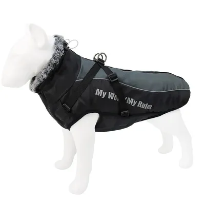 Produktbild von Winter-Hundejacke, mit Brust- und Bauchsicherung, Reißverschluss Haustier-Weste, reflektierend und winddicht, für mittelgroße bis große Hunde,Größe XL