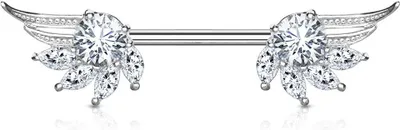 Produktbild von Brustpiercing Nippel Piercing Engelsflügel Klar